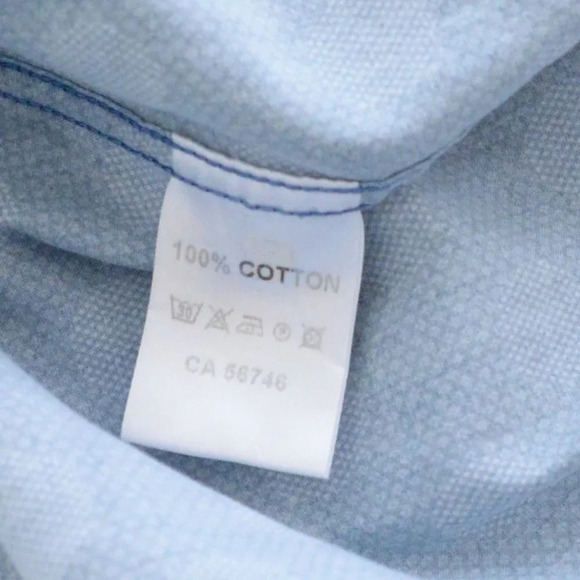 Au Noir Blue Polka Dot 100% Cotton Button Down Designer Dress Shirt Size 4 Large - Picture 16 of 16